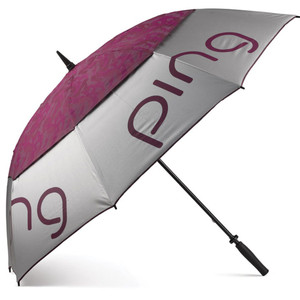 Ping Ladies Golf Umbrella (Silver/Garnet, 62" Double Canopy) NEW Ping Ladies Golf Umbrella (Silver/Garnet, 62" Double Canopy) NEW