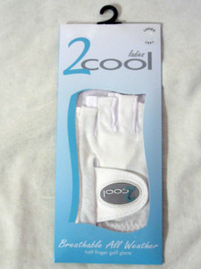 Quality Sports 2 Cool Half Finger Golf Glove (White, LEFT, Ladies) NEW Quality Sports 2 Cool Half Finger Golf Glove (White, LEFT, Ladies) NEW