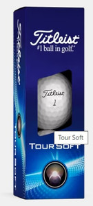 Titleist Tour Soft Golf Balls (White, 3pk) 1 Sleeve 2024 NEW Titleist Tour Soft Golf Balls (White, 3pk) 1 Sleeve 2024 NEW