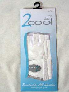Quality Sports 2 Cool Half Finger Golf Glove (White, RIGHT, Ladies) NEW Quality Sports 2 Cool Half Finger Golf Glove (White, RIGHT, Ladies) NEW