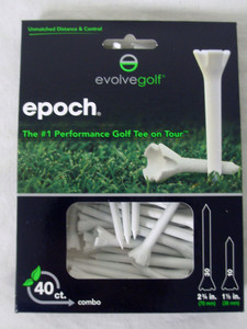 Evolve Epoch Performance Tees 40Pk Mix (2.75", 1.5") White Golf Tee NEW Evolve Epoch Performance Tees 40Pk Mix (2.75", 1.5") White Golf Tee NEW