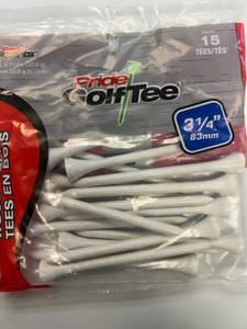 Pride Golf Tees (3.25", White, 15pk) 100% Solid Hardwood NEW