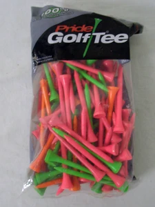 Pride Golf Tees (2.75", Neon Mixed, 100pk) 100% Solid Hardwood NEW