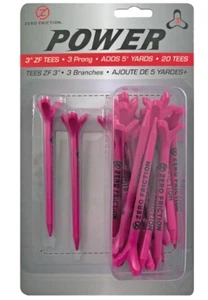 Zero Friction Power 3-Prong Tees (3" Pink, 20pk) NEW
