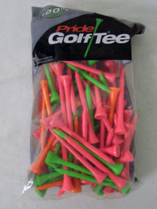 Pride Golf Tees (3.25", Neon Mixed, 3pk, 225 Tees) 75% Solid Hardwood NEW