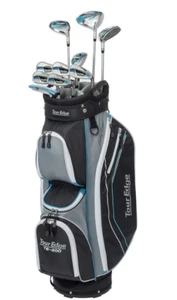 Tour Edge TE-200 Lady Edge Complete Set (11pc, Silver/Blue, Cart Bag) Petite NEW