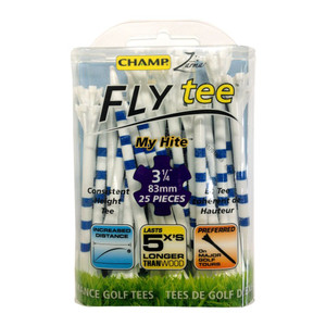 Champ Fly Tee (3 1/4", White/Blue, 25 pack) My Hite Performance Golf Tee NEW Champ Fly Tee (3 1/4", White/Blue, 25 pack) My Hite Performance Golf Tee NEW