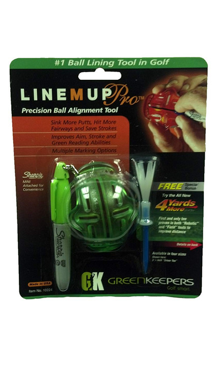 GreenKeepers Line M Up Pro (Green) Free 4 More Yards Golf Tee & Sharpie NEW