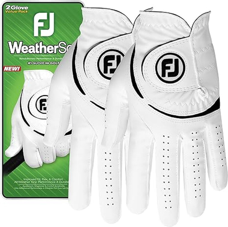 Footjoy WeatherSof Glove (White, Men's Cadet LEFT, 2 GLOVE VALUE PACK) 2023 Golf NEW