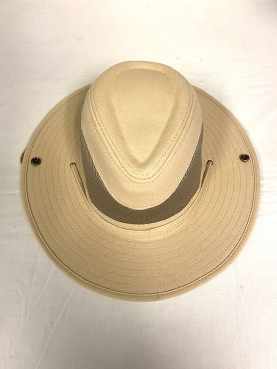 Triangle Sport Headwear Cloth Safari Hat w/ Mesh & Snaps (Stone, One Size) NEW