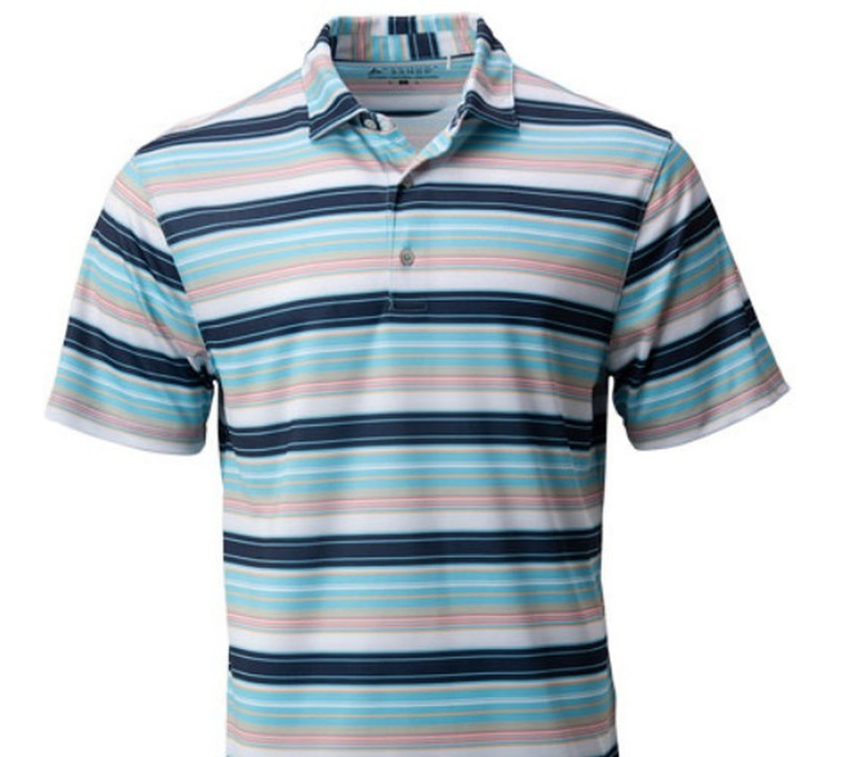 Bermuda Sands Short Sleeve Polo Shirt (Joey, Amalfi Blue, Large) Golf NEW
