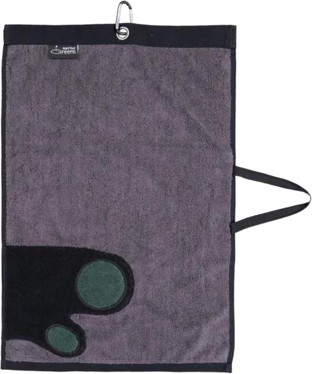 Mark Your Greens Towel & Scrubber Glove (Black/Grey, 16" x 24") 2025 Golf NEW