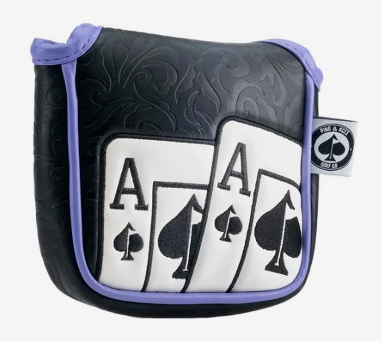 Pins & Aces Ace of Spades Mallet Putter Headcover (Black/Purple) Golf 2025 NEW