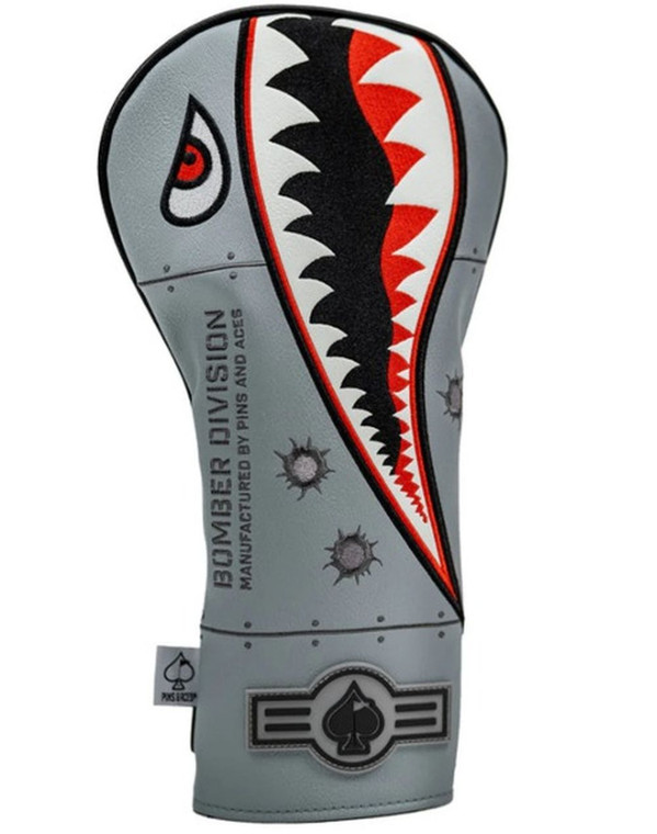 Pins & Aces Bomber Driver Headcover (Grey) Golf 2025 NEW Pins & Aces Bomber Driver Headcover (Grey) Golf 2025 NEW