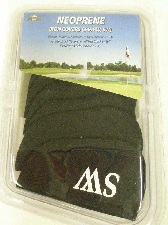 On Course Iron Covers (3-9 PW SW) Neoprene Black Golf Club Headcovers NEW