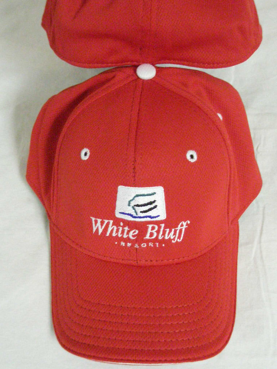 White Bluff Resort Fitted Hat (Red, S/M) Ivory Golf FlexFit Cap New
