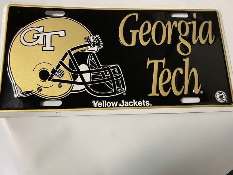 NCAA Collegiate Team License Plate (Georgia Tech Yellow Jackets, Black/Gold) NEW