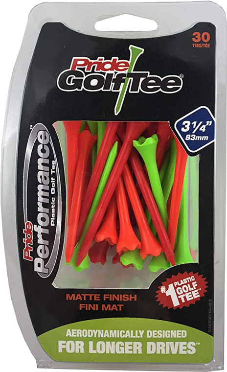 Pride Performance Plastic Golf Tees (3.25",  Matte Finish, Multicolor, 30pk) NEW