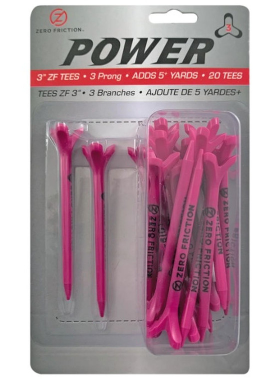 Zero Friction Power 3-Prong Tees (3" Red, 20pk) NEW