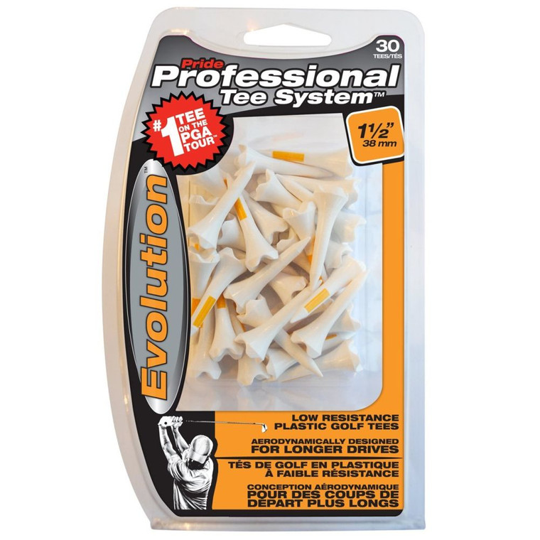 Pride Professional Tee System Evolution (1.5" Plastic Tees, 30 pack) Golf NEW