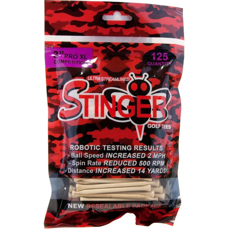 Stinger Golf Tee 3" Pro XL Competition 125 PK Ultra Streamlined Golf NEW