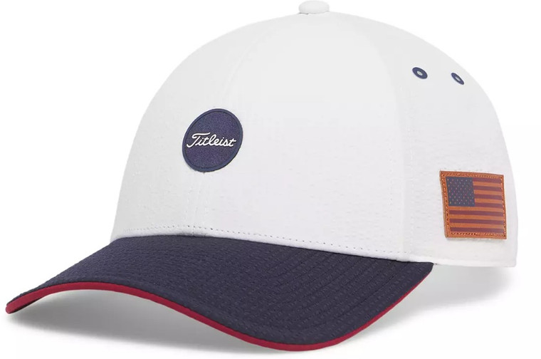 Titleist Montauk Seersucker Stars & Stripes Hat (White/Navy, Adjustable) 2026 NEW