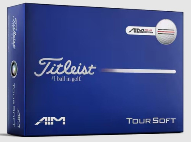 Titleist Tour Soft AIM Golf Balls (White/Red, 12pk, 2026) NEW