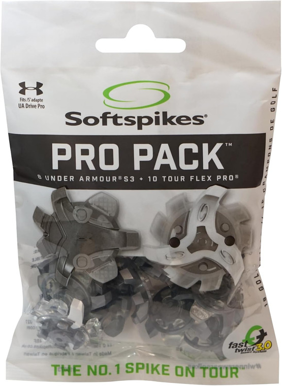 Soft Spikes Under Armour Pro Pack Golf Cleats (Fast Twist 3.0) 18 Cleats NEW
