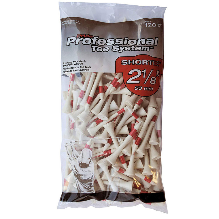 Pride Golf Tees (2 1/8", White/Red, 120pk) 100% Solid Hardwood NEW