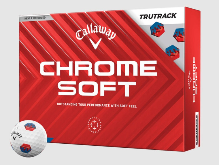 Callaway Chrome Soft Tru Track Golf Balls (White/Blue/Red, 24pk) 2dz 2024 NEW