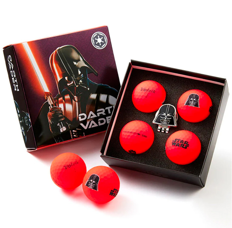 Volvik Vivid Soft Golf Balls (Darth Vader, Red, 4pk) Star Wars Gift Set NEW