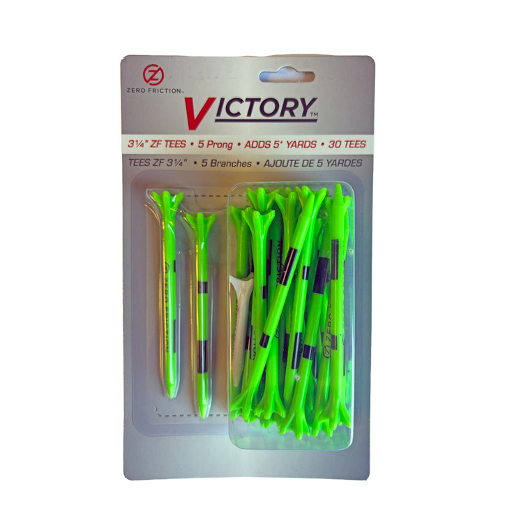 Zero Friction Victory 5-Prong Composite Tees (3.25" Green, 30pk Total) NEW