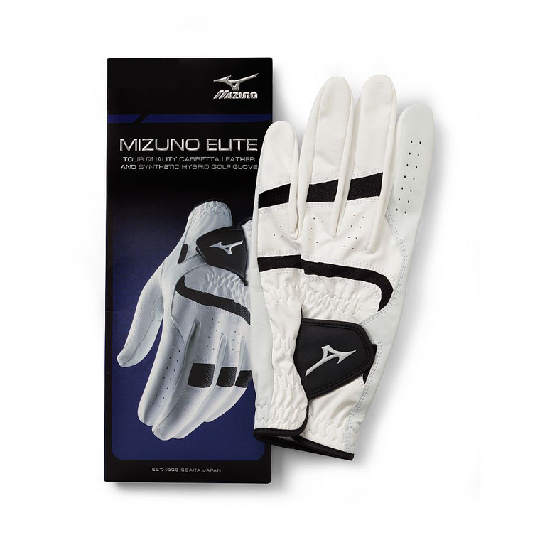 Mizuno Elite Golf Glove (White/Black, RIGHT) 2016 NEW
