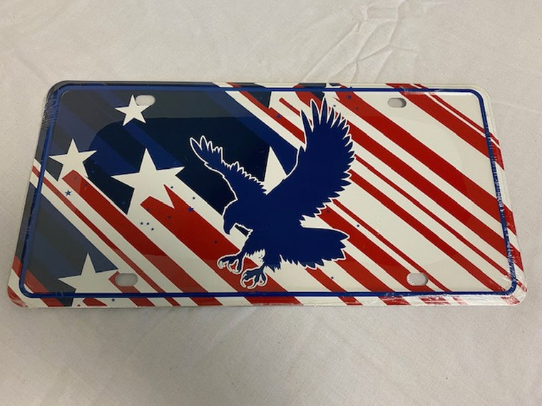 USA American Flag License Plate (Red/White/Blue, Eagle) NEW