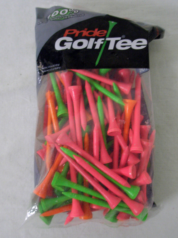 Pride Golf Tees (3.25", Neon Mixed, 3pk, 225 Tees) 75% Solid Hardwood NEW