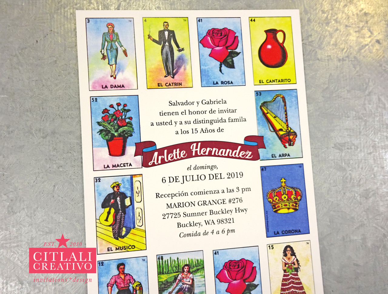 mexican-loteria-inspired-la-quincea-era-invitations-citlali-creativo-llc for Free Printable Blank Loteria Template Mexican Loteria Inspired
