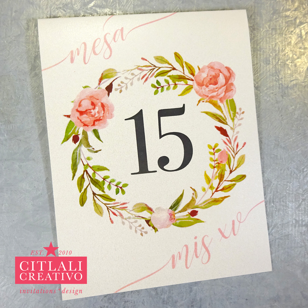 Floral Blush Pink Roses XV Table Numbers - Citlali Creativo LLC
