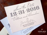 Modern Seattle Skyline Script Wedding Save the Date Announcement Modern Seattle Skyline Script Wedding Save the Date Announcement