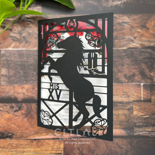 Charra XV Invitations Horse Laser cut Folder