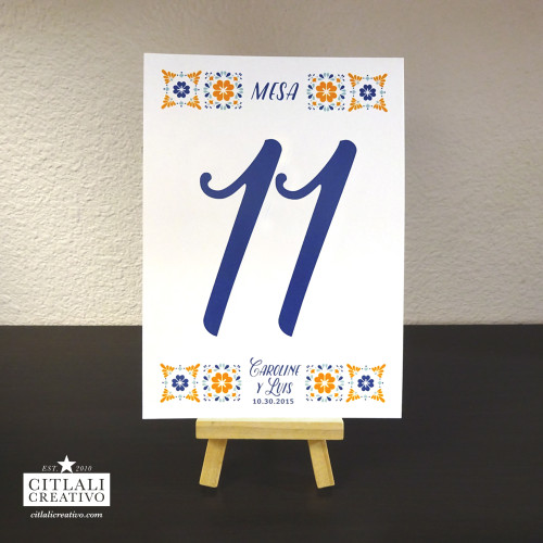 Talavera Spanish Tile Theme Table Numbers