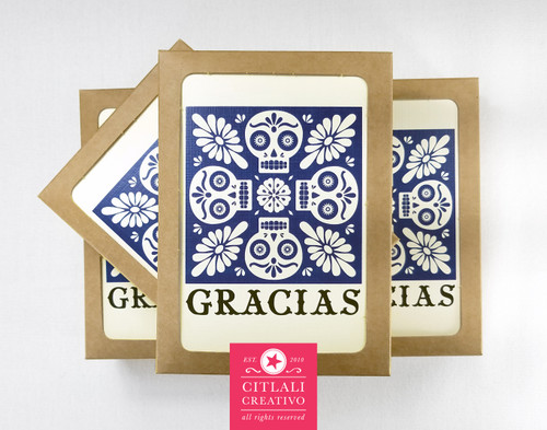 Talavera Spanish Tile Inspired Skulls Thank you cards