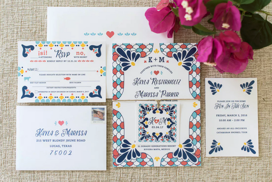 Colorful Talavera Spanish Tile Wedding Invitations