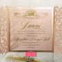 Pink & Gold Rhinestone Crown Tiara Laser Cut XV Quinceañera Invitations 