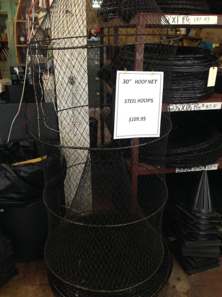30" Hoop Net 1" Mesh 5 Fiberglass Hoops Square Flew in Front Flat Flew in Tail Can Be Fished Vertically or Horozontally