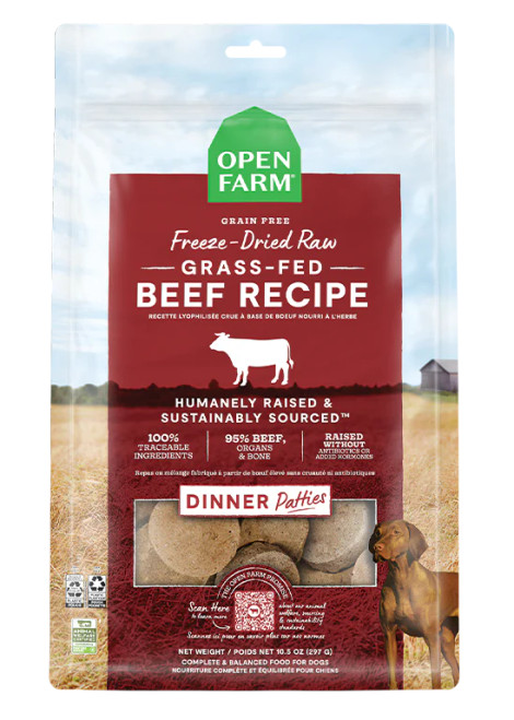 Open Farm Freeze Dried Raw Patties Grass-Fed Beef Recipe