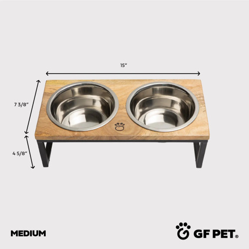 GF Pet Wood & Metal Pet Feeder for Dogs MD