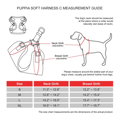 Puppia Soft Vest Dog Harness Air Mesh Step-in Black