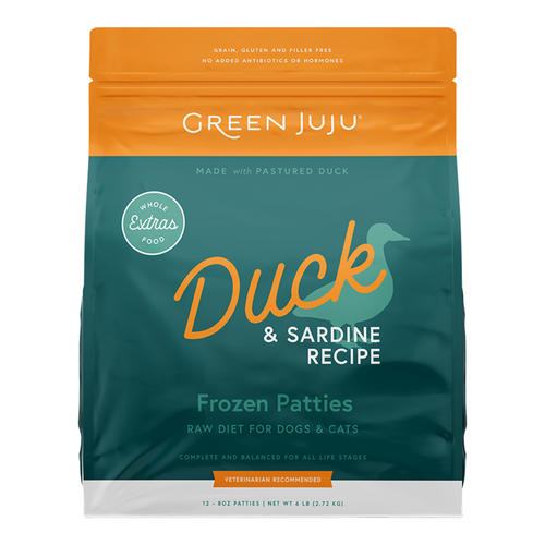 Green Juju Extras Frozen Raw Duck & Sardine Recipe 6lb