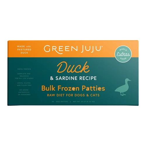 Green Juju Extras Frozen Raw Duck & Sardine Recipe 18lb