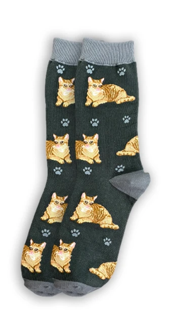 Orange Tabby Cat Fun Novelty Crew Dog Socks